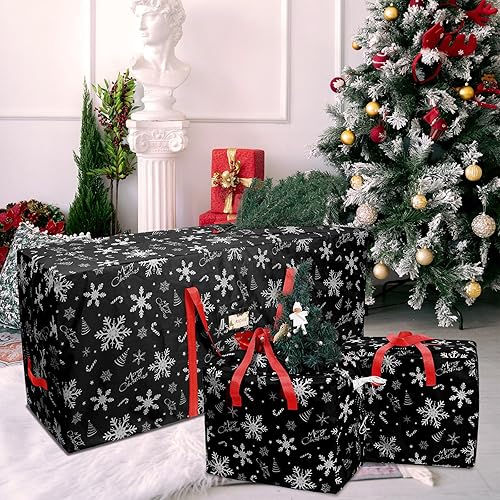 Miniatura 7 de RICHIE Bolsa de almacenamiento para árbol de Navidad de 9 pies (juego de 3 piezas), bolsa Oxford 600D para árbol de Navidad a prueba de desgarros,