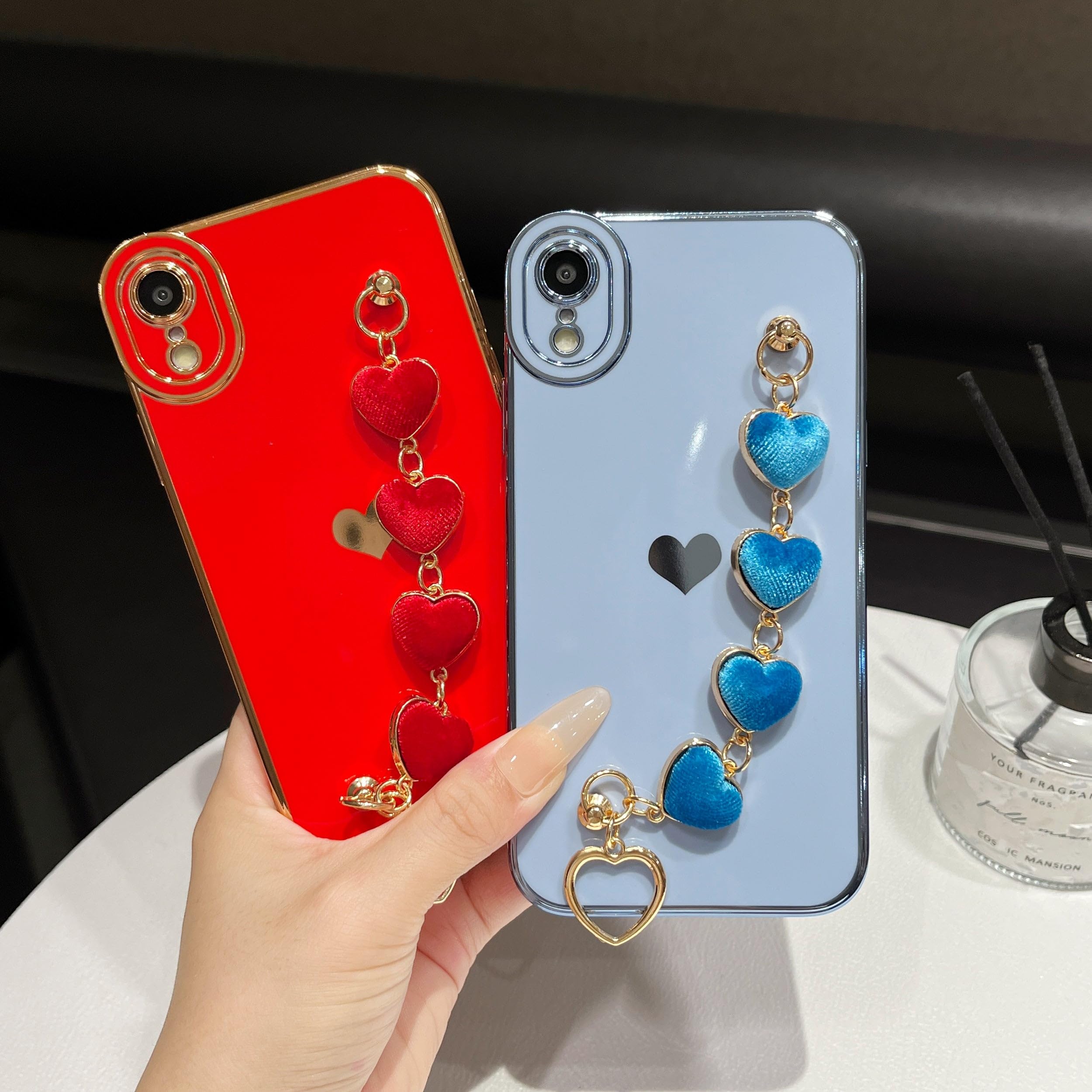 Caseative Capa para iPhone Xr, branca | Linda pulseira de corrente