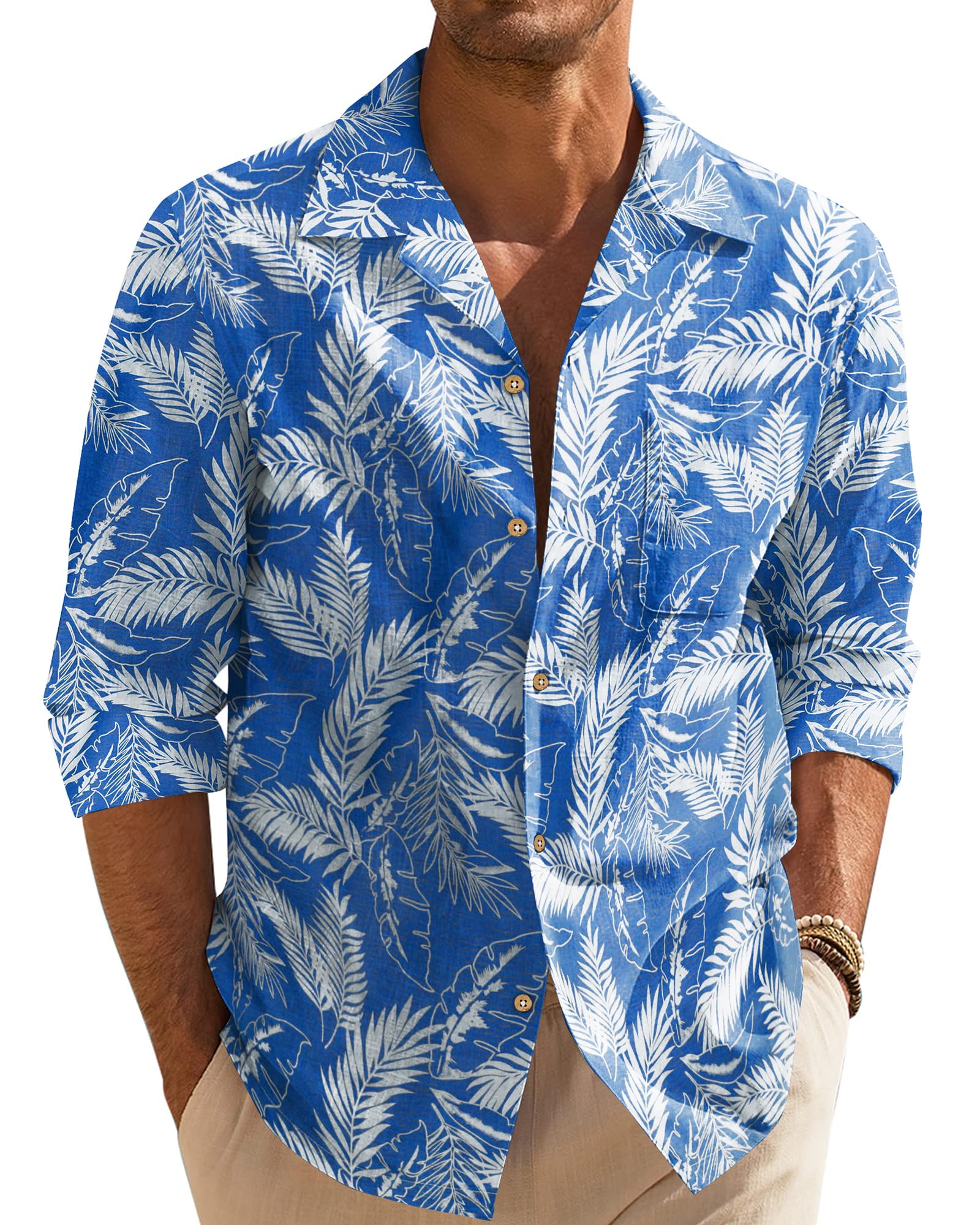 Beotyshow Camisa hawaiana para hombre, camisa de ocio, manga corta, algodón, flores, vacaciones, verano, playa, camisa de viaje