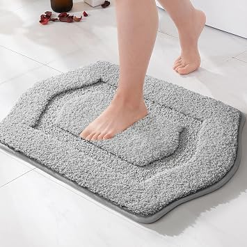 Gray Bathroom Rug, Non Slip Washable Absorbent Bath Mat | Soft Absorbent Washable Bath Rug, Small Bath Mat for Bathroom/Tub/Shower, Home Decor Accessories, 18x24"