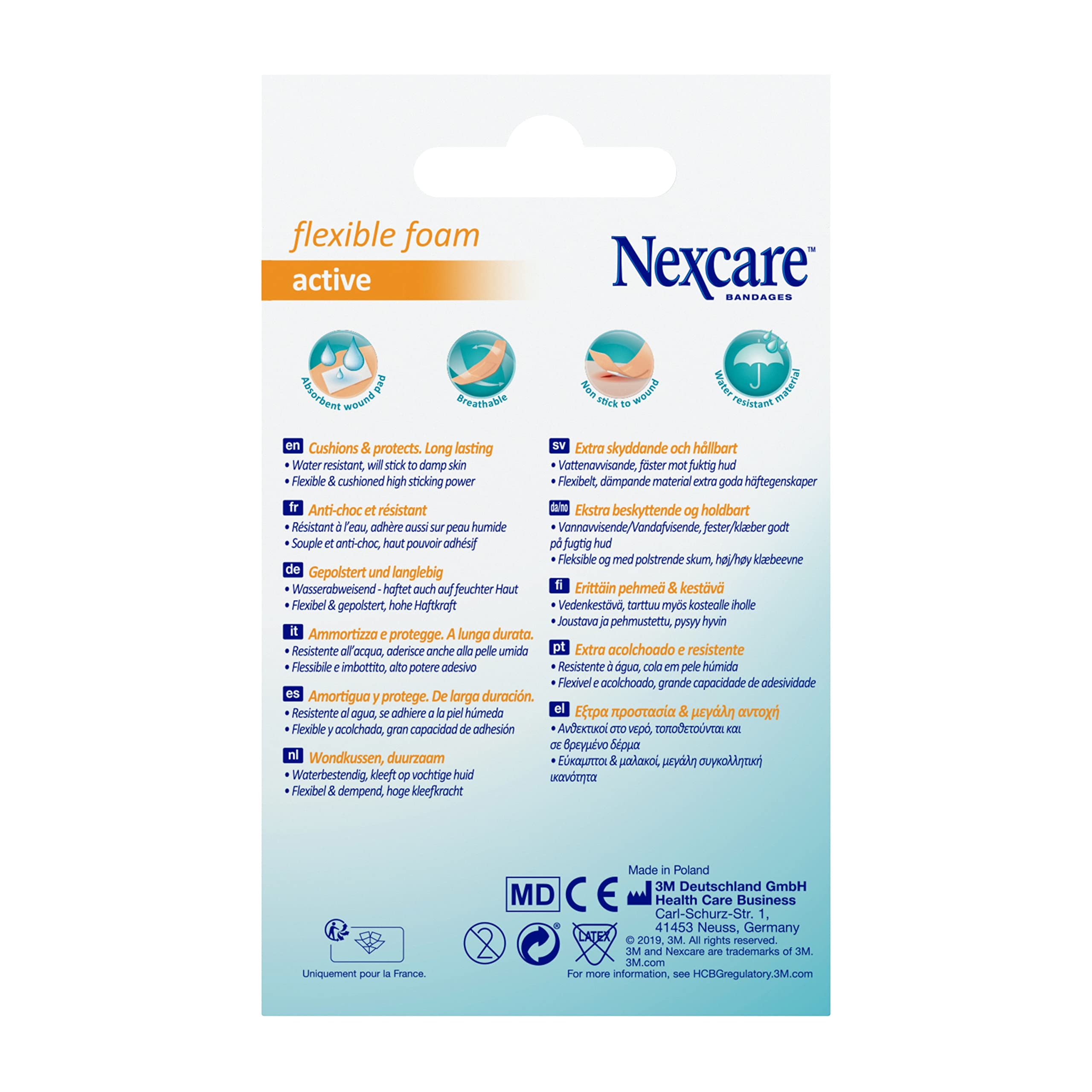 Nexcare Active Elastyczne opatrunki piankowe, asortyment, 30/pudełko One Size