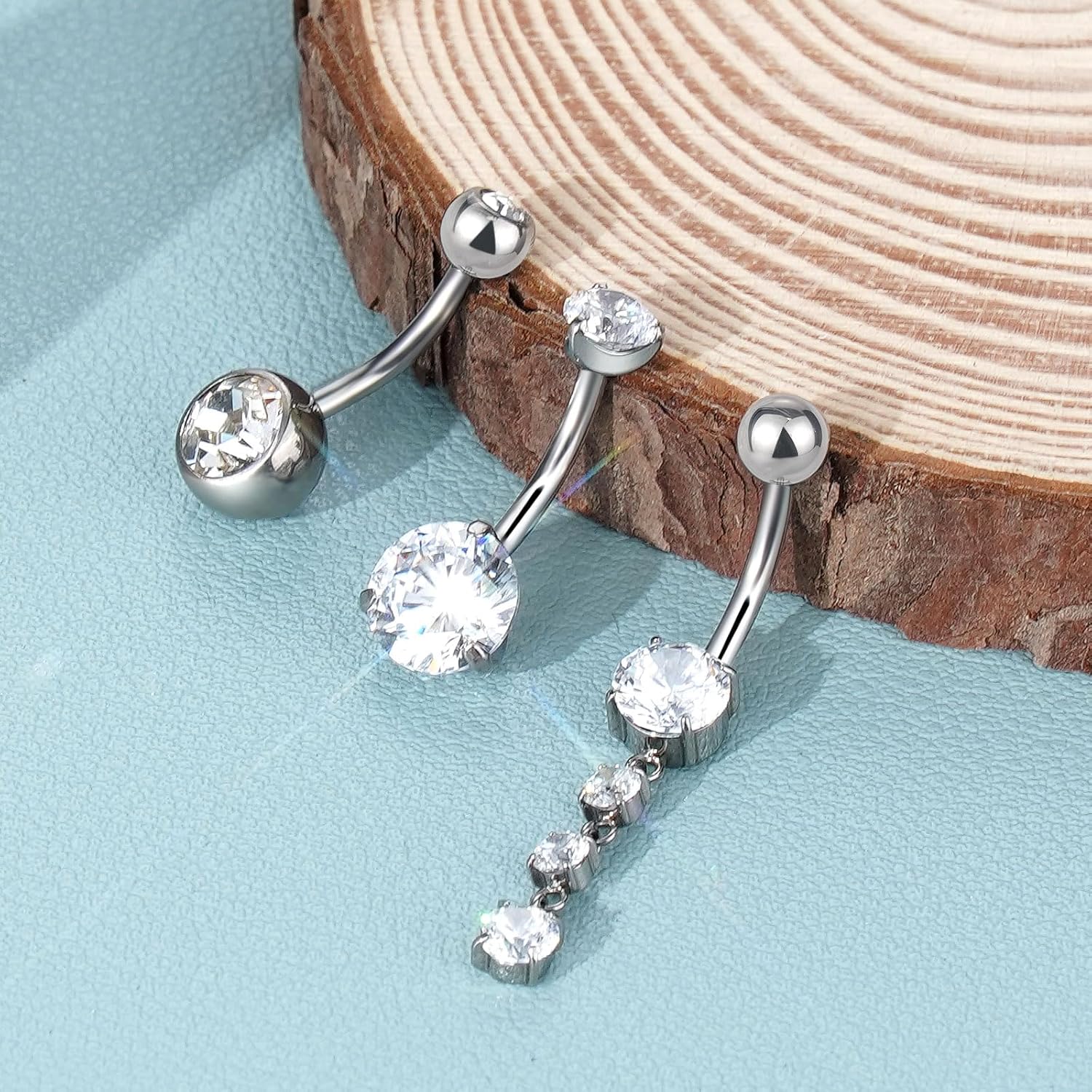 BLZ Titanium Belly Button Rings 14G Belly Piercing Internally Threaded Belly Rings, Belly Piercing Jewelry, Dangle Belly Button Rings for Women - Image 2