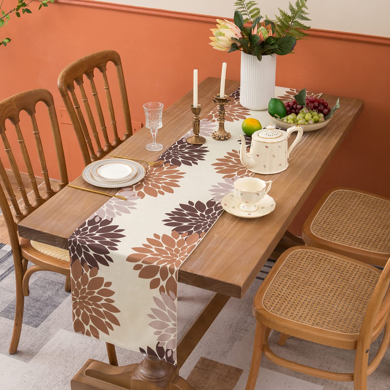 Runner Da Tavolo 40x140cm Marrone - Decorazione Moderna, Lavabile, Per Natale Matrimoni Festa - Foto 6