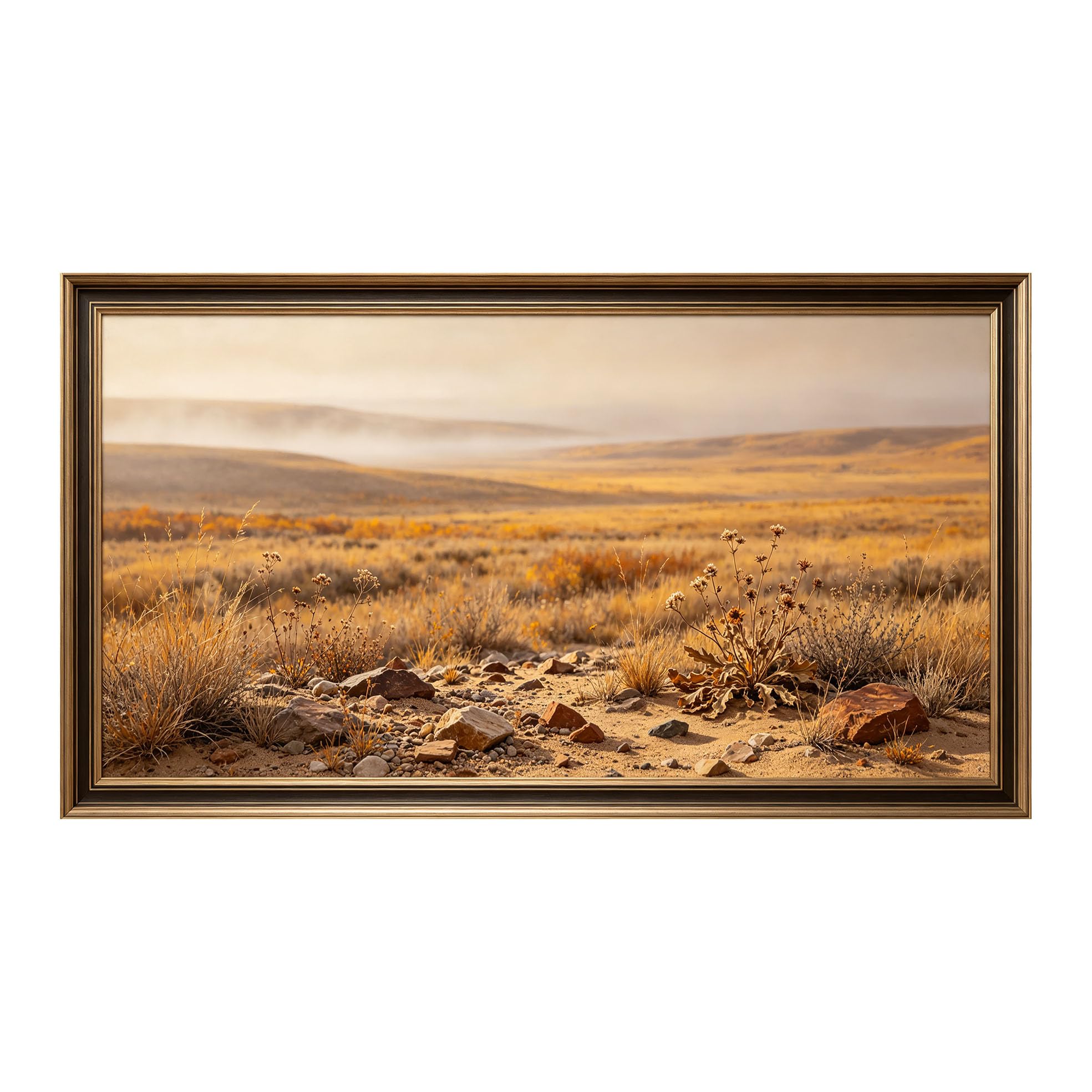 Yzpallescene 3D Framed Wall Art 50cm×100cm Desert Landscape Golden Sunset Realistic Impressionist Large Size SelfAdhesive Removable Wall Decor Prints Artwork for Living Room Bedroom Office
