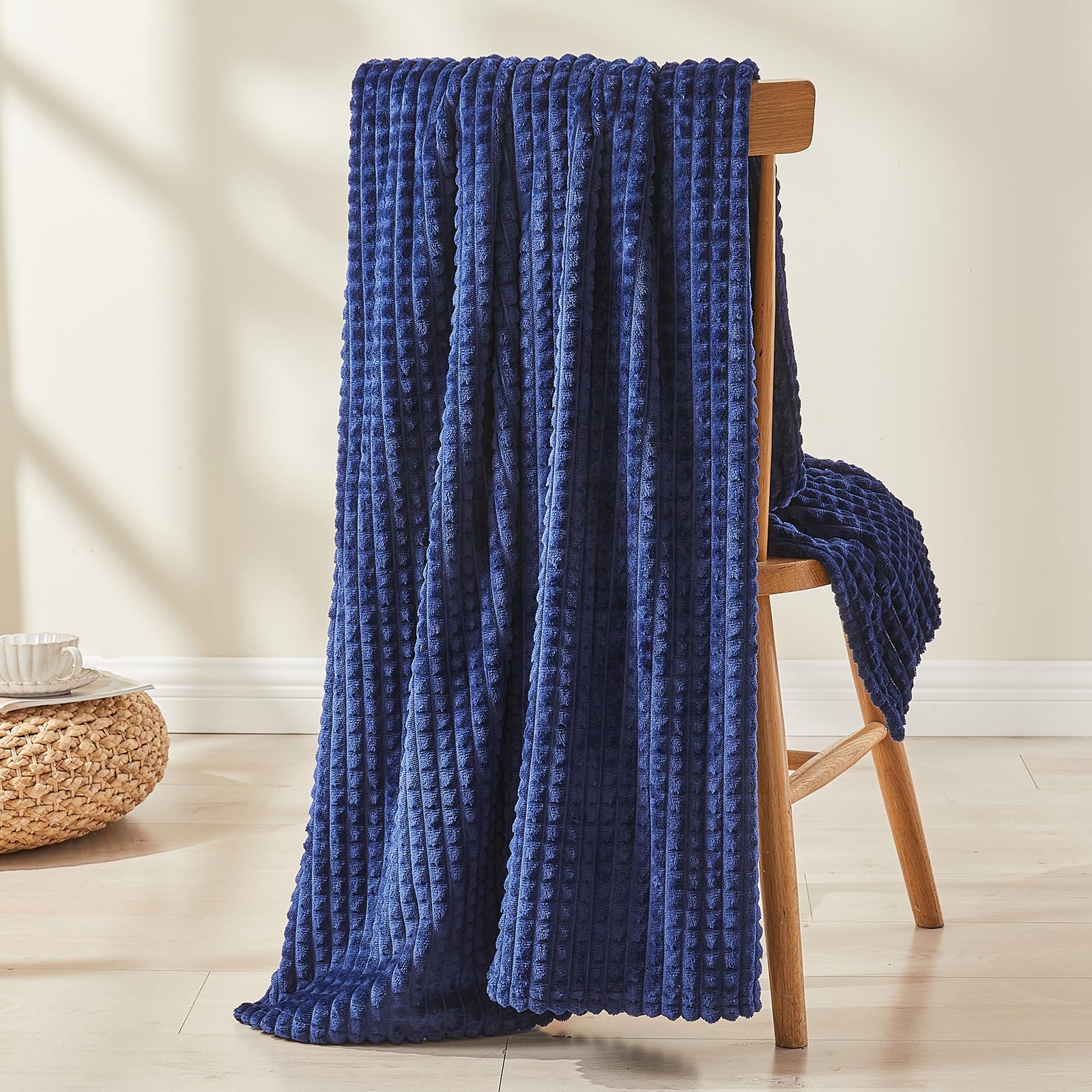 EMME Fleece Throw Blanket for Sofa Soft, Fluffy, 3D Touch Experience, Warm Cozy Throw - Image 2