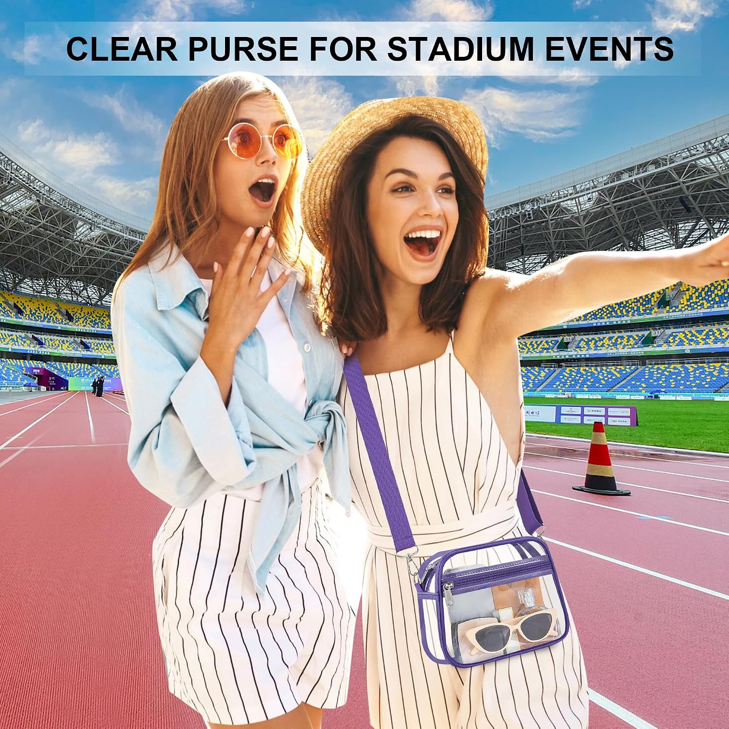 Clear Bag for Stadium Events - Stadium Approved Small Mini Clear Purse, Women's Top-Handle Handbags for Sports Concerts thumbnail