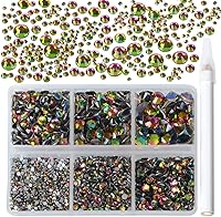 Vista 74 de 2880 diamantes de imitación para arte de uñas, sin termofijación, fijación con pegamento, cristales redondos de vidrio con base plana para hacer