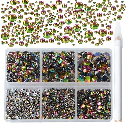 Miniatura 74 de 2880 diamantes de imitación para arte de uñas, sin termofijación, fijación con pegamento, cristales redondos de vidrio con base plana para hacer