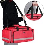 Trunab First Responder Bag Empty, Professional Medical Supplies Bag, Red | First Aid Kits Bag with Inner Dividers and Anti-slip Bottom for Home Health Nurse, Community Care, EMT, EMS, Bag Only