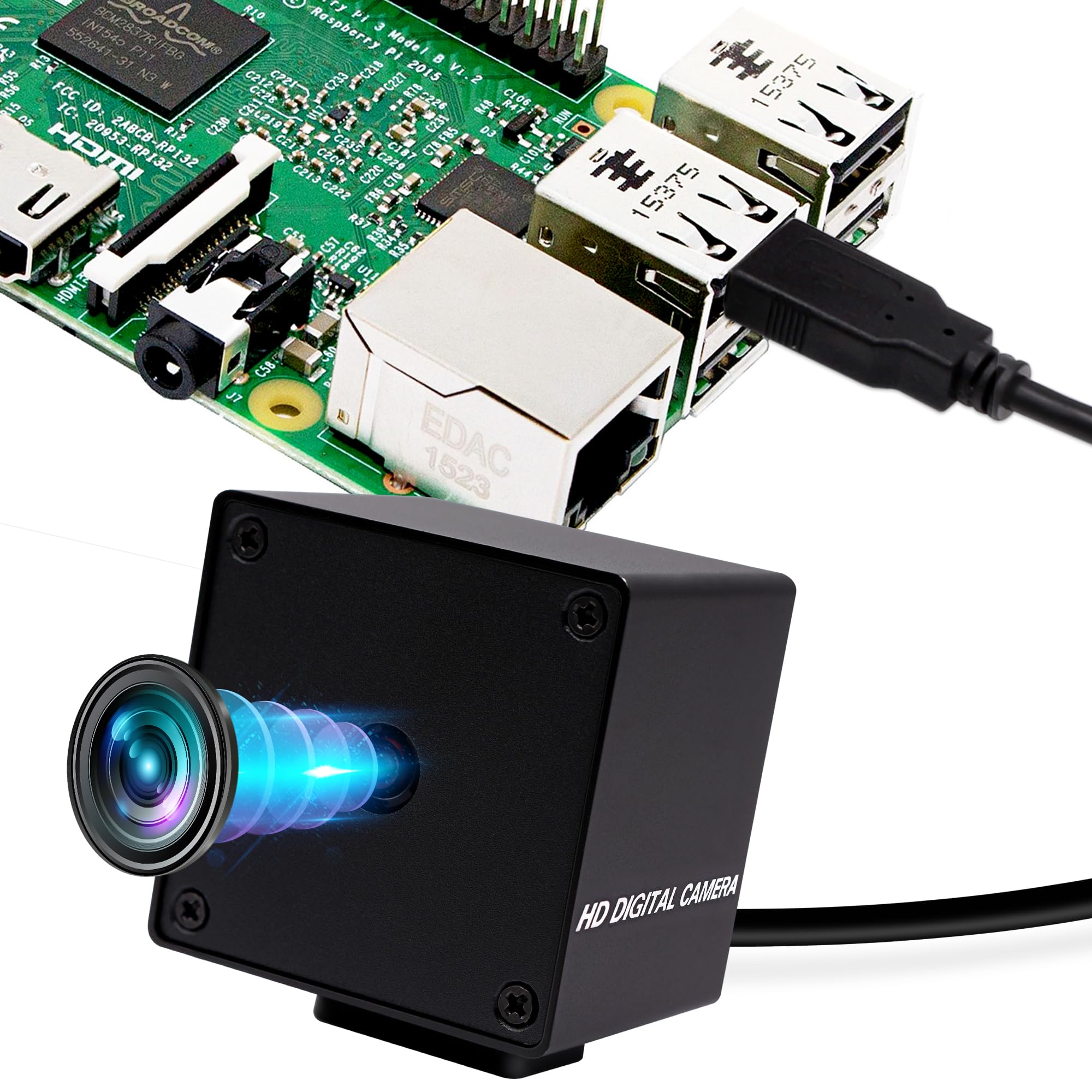 ELP Webcam USB de 48 MP de enfoque automático de alta definición 8000 x 6000 con carcasa de metal, UVC Free Driver USB2.0, cámara para ordenador, portátil, Linux, Windows, Android