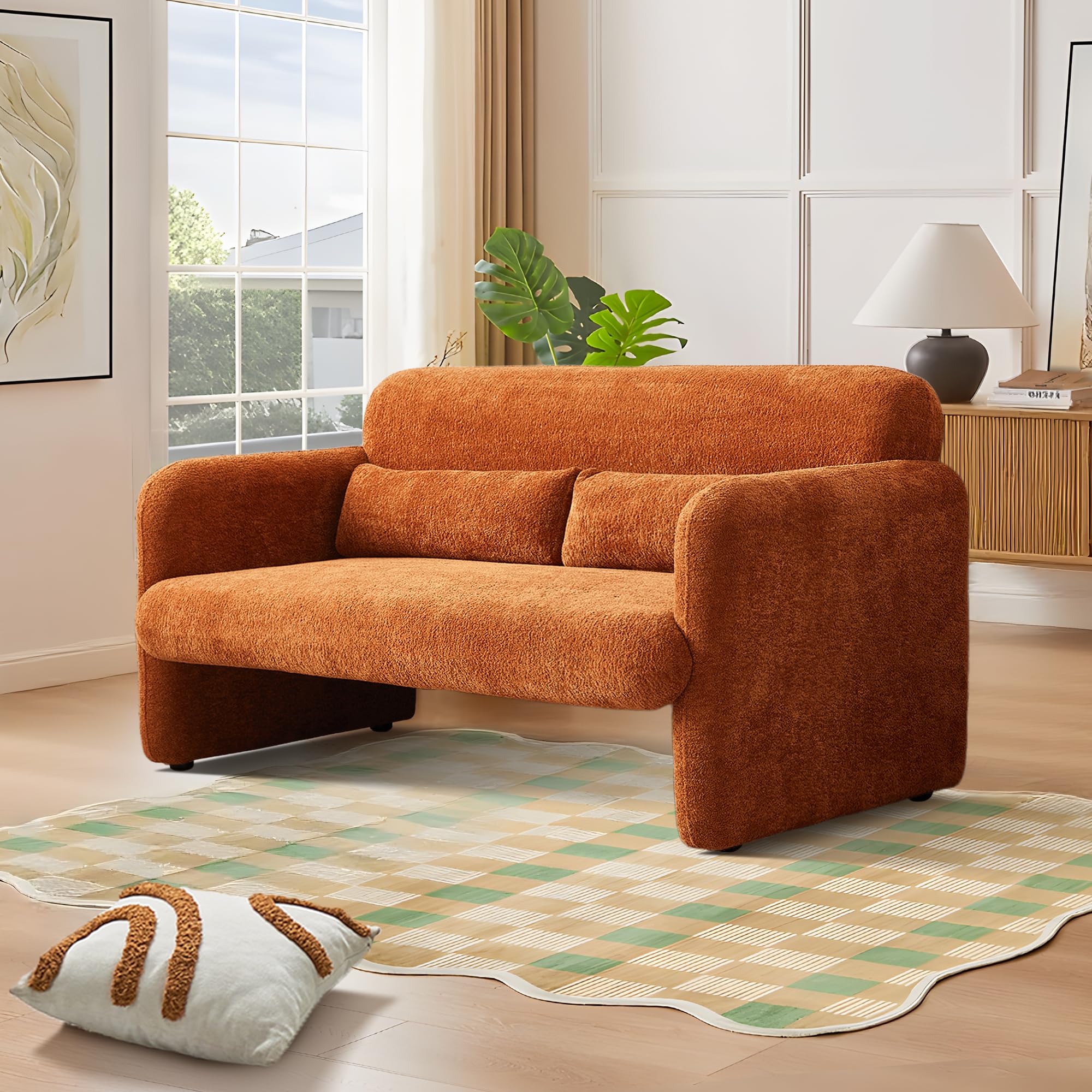 YOOBECH 59 inch Lambswool Fabric Loveseat Sofa