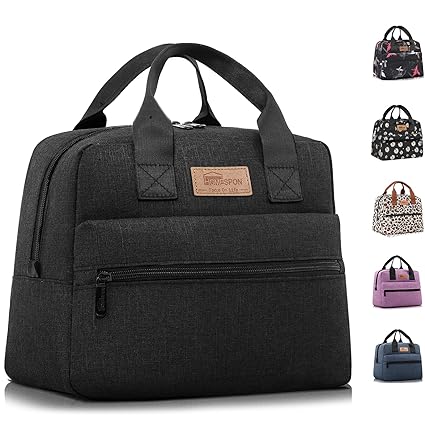 HOMESPON Insulated Lunch Bag Lunch Box Cooler Tote Box Cooler Bag Lunch Container for Women/Men/Work/Picnic,Large Black