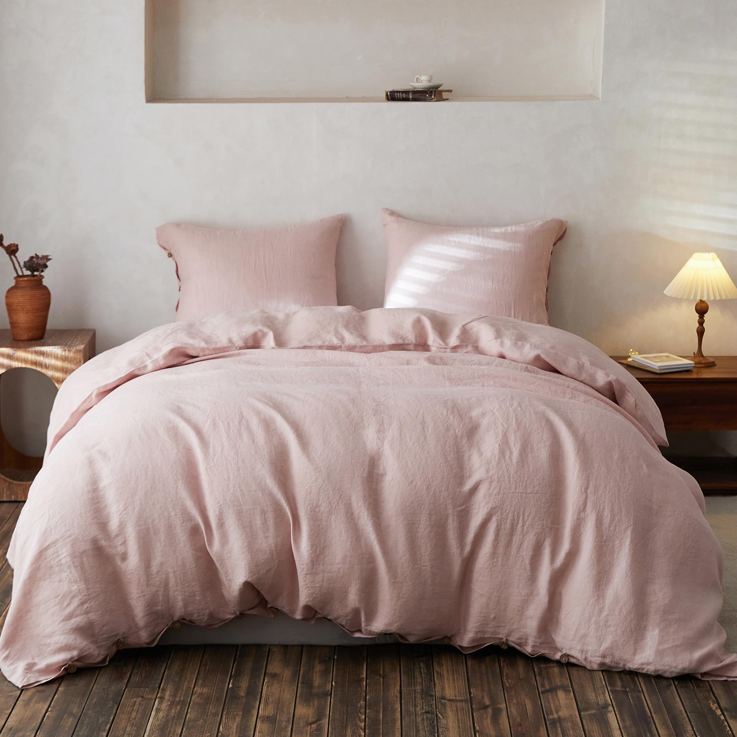 Housse de couette en lin belge haut de gamme couleur pastel