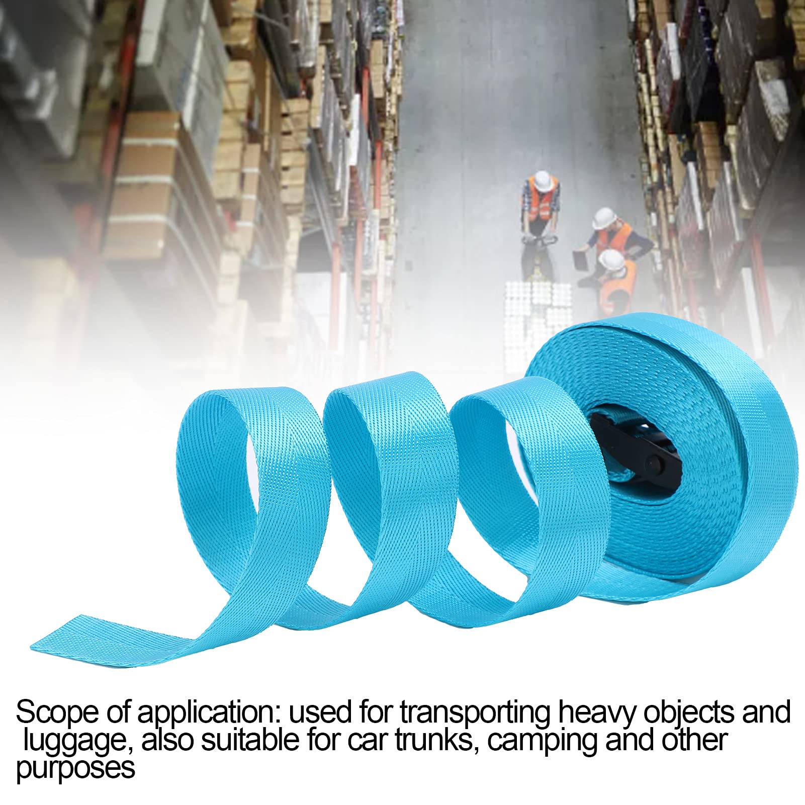 Tie Down Strap, 2PCS Black Zinc Alloy Press Buckle Sky Blue Bandage 25mm Tightening Rope Buckle Binding Belt (3 Meter)