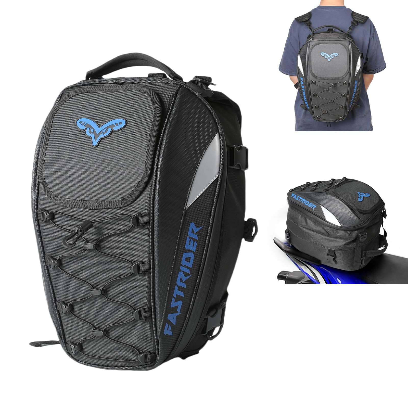 Torba borsa sella moto impermeabile 37L blu