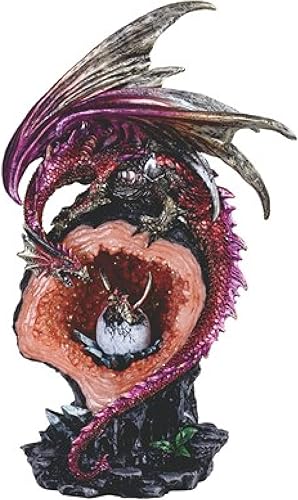 GSC 71871 - Figura de dragón de 11 pulgadas, color morado y rojo con recién nacido