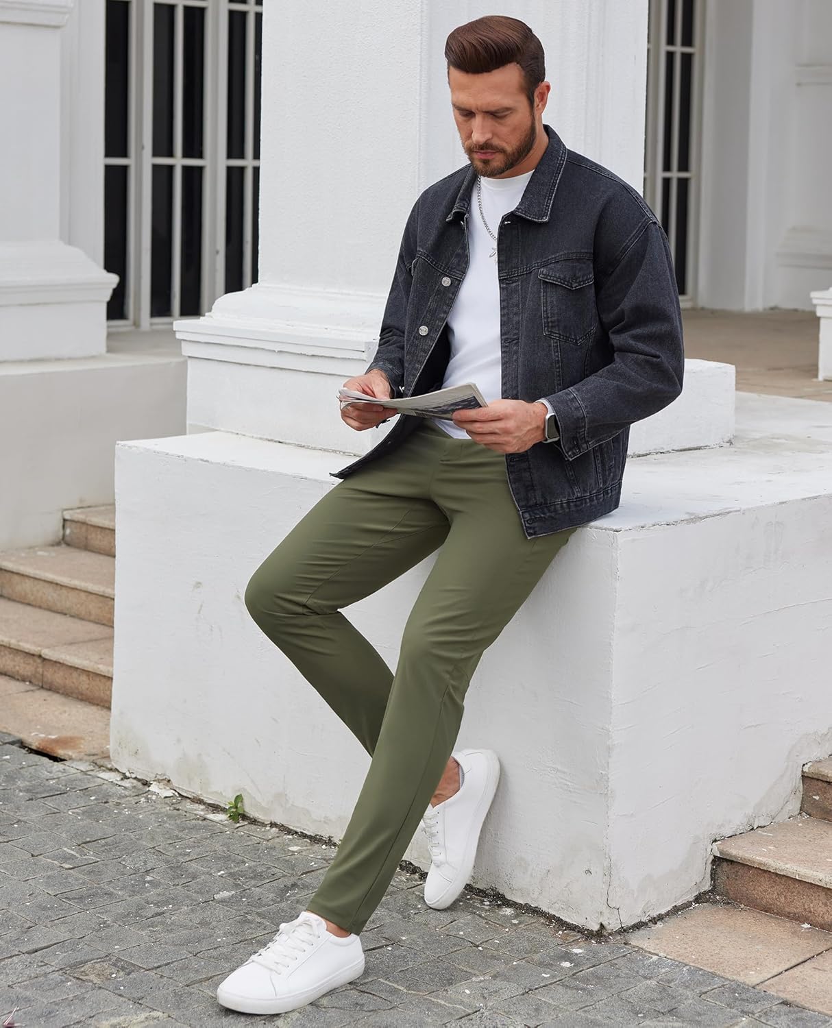 Lion Nardo Stretch Mens Golf Pants Slim Fit Dress Pants for Men Casual Men's Pants Lightweight Men's Golf Pants with Pockets
