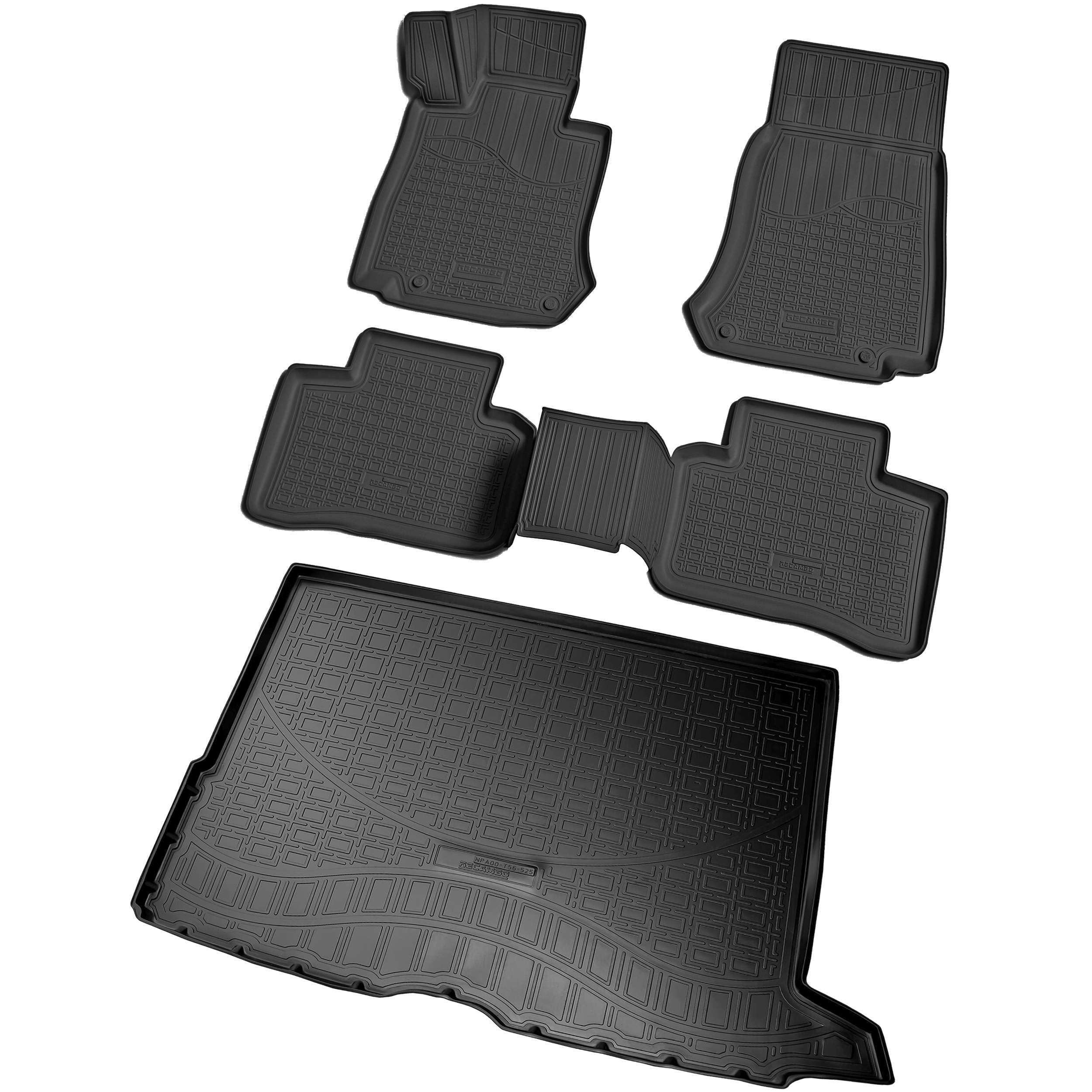 RECAMBO Juego de alfombrillas de goma y bandeja para maletero para Mercedes Clase GLC X253 | año de fabricación a partir de 06.2015 > 100% ajuste perfecto, alfombrillas y maletero de TPE