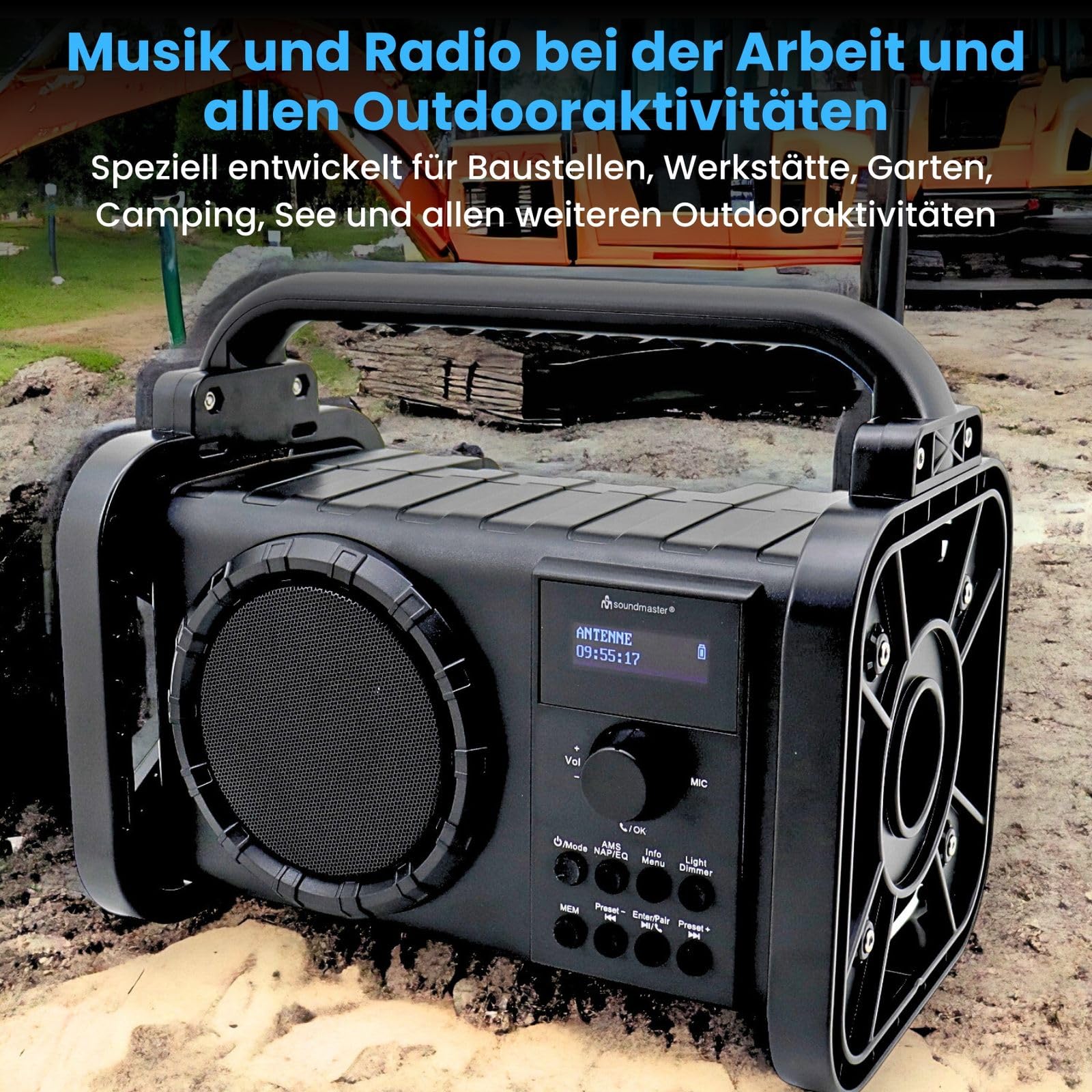 Soundmaster Radio da cantiere DAB80SG DAB+ FM Bluetooth batteria agli ioni di litio