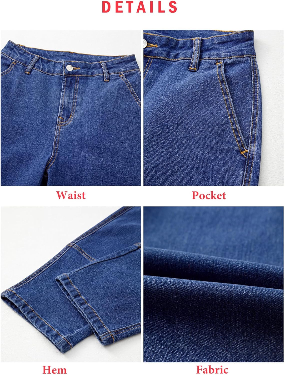 EVALESS Jeans for Women Wide Leg High Waisted Boyfriend Straight Leg Stretchy Cropped Denim Pants - Image 7