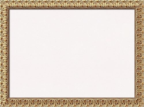 Amanti Art Tablero de corcho blanco 31 x 23 pulgadas marco de madera dorado florentino tablero de anuncios tablero de organización tablero de