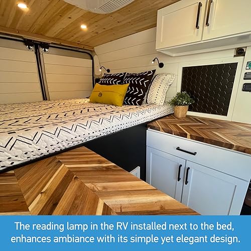 Miniatura 4 de acegoo Luz de lectura LED de 12 V, lámpara de lectura regulable con cargador USB, luz flexible de cuello de cisne de 12 voltios para lancha, cámper,