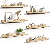 Vista 25 de upsimples Estantes flotantes para pared, estantes de pared para decoración y almacenamiento, juego de 6, estante de madera montado en la pared