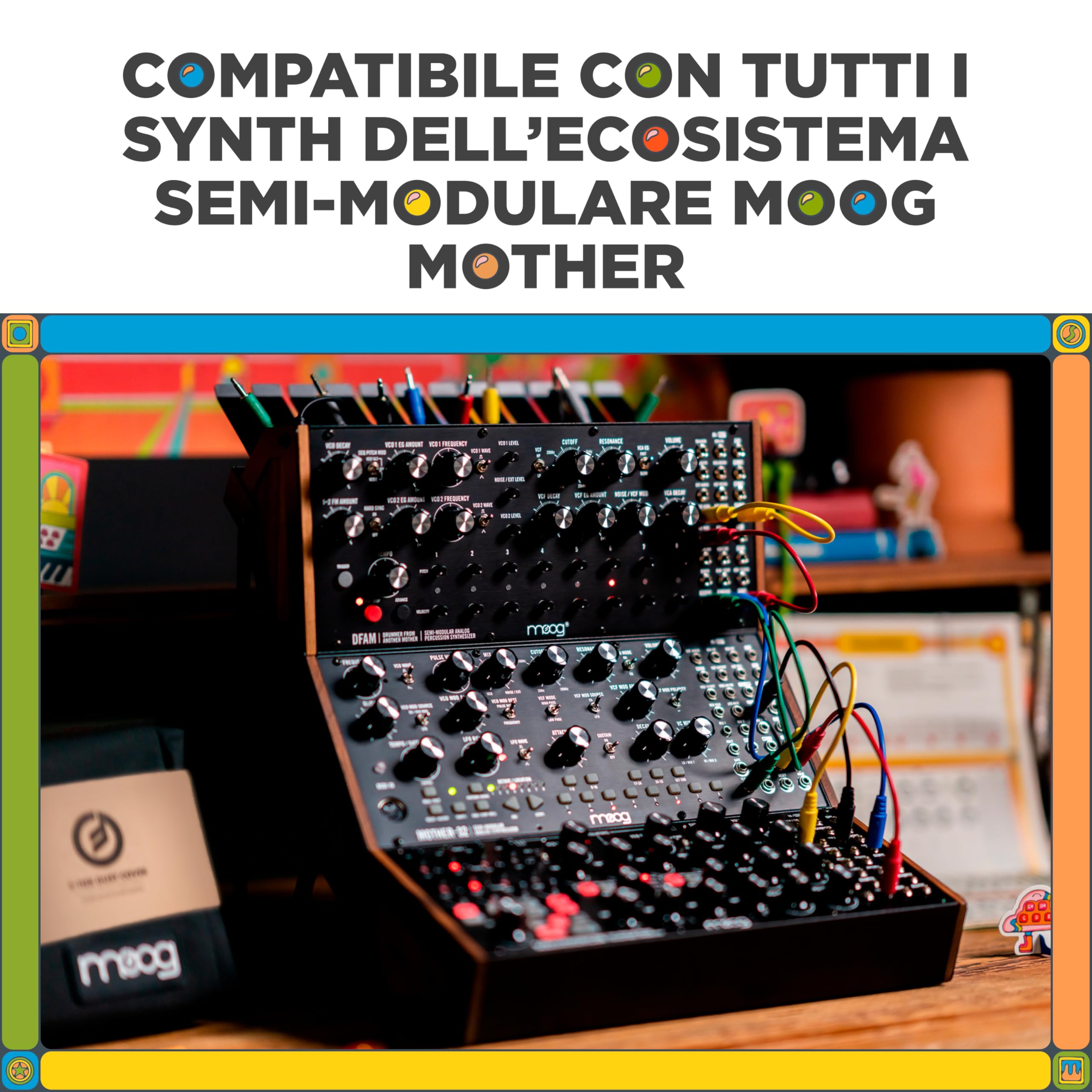 MOOG Sound Studio Accessory Kit con Rack a Tre Livelli, Mixer Analogico, Cavi Audio/Patch, Reggicavi e Alimentatore