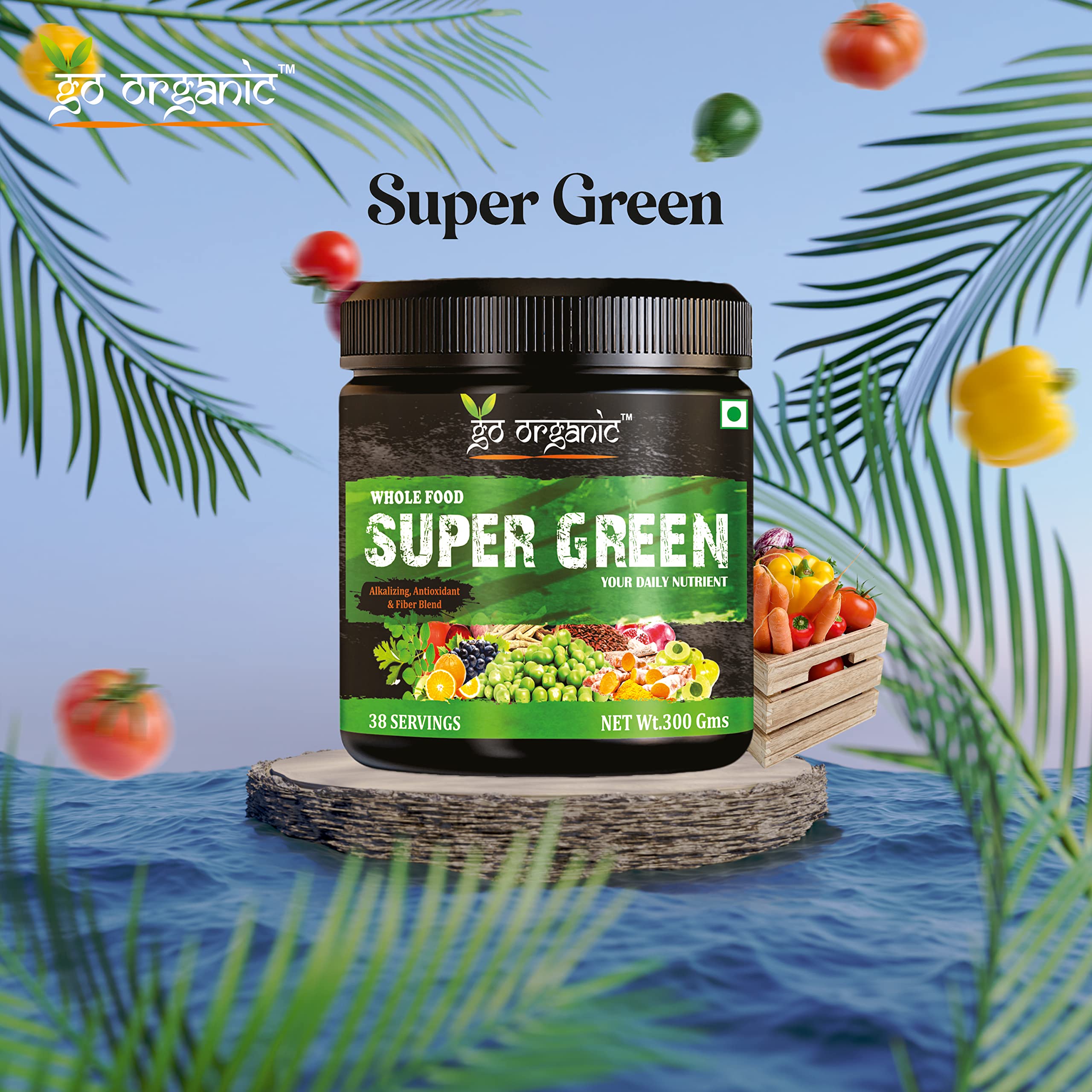 Go Organic Super Greens Powder (300g) | Organic Superfoods with Spirulina & Chlorella | Gluten-Free, Plant-Based Nutrition Drink for Immunity & Energy (Pack of 1) — Amazon image 3