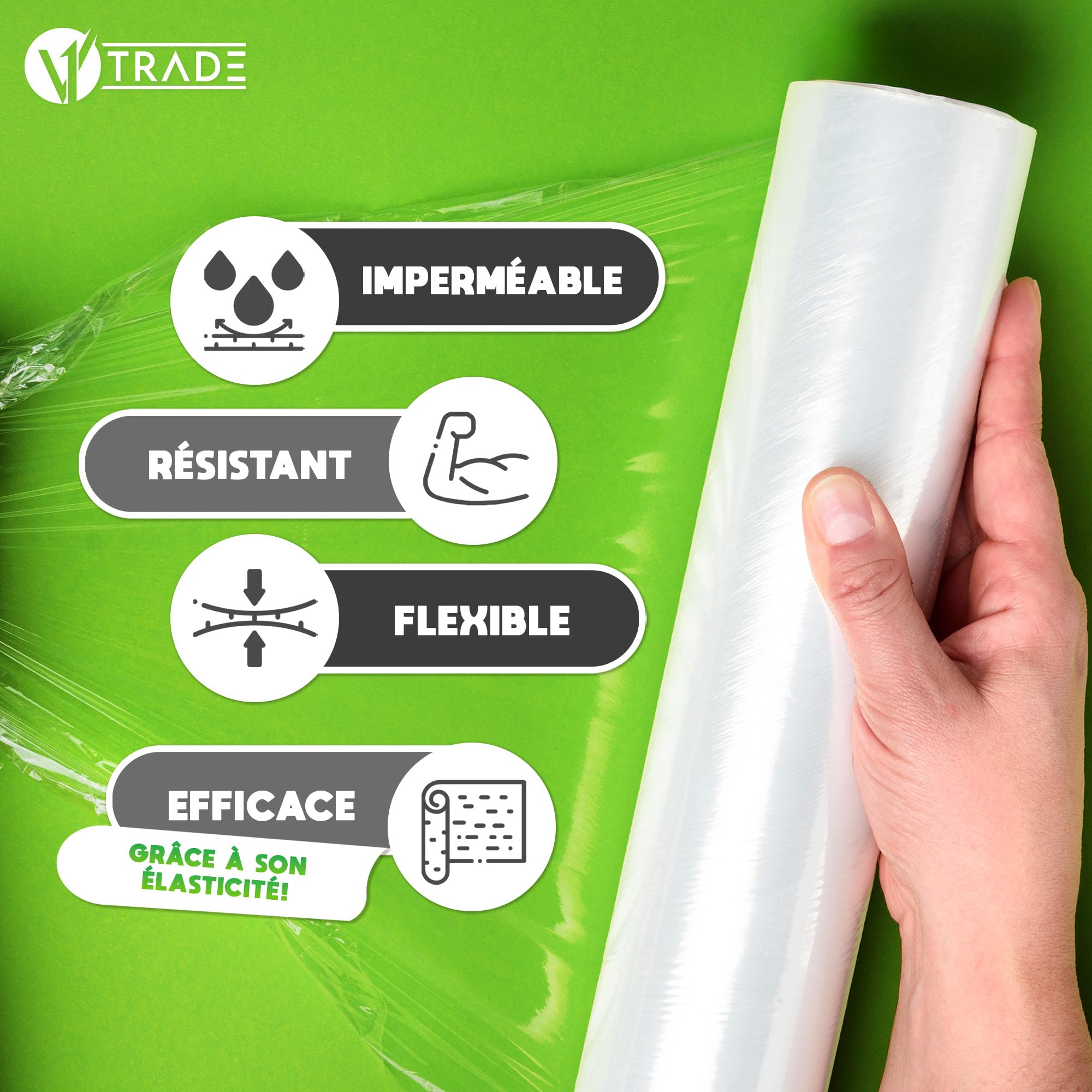 Film Etirable Déménagement 6 Rouleaux Transparent 40cm x 250m Plastique Protection Colis Meubles