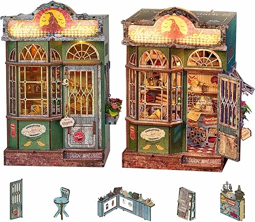 Miniatura 34 de Flever Kit miniatura de rincón de libro para casa de muñecas, decoración de estantería de libros de casa de muñecas para bricolaje, rompecabezas