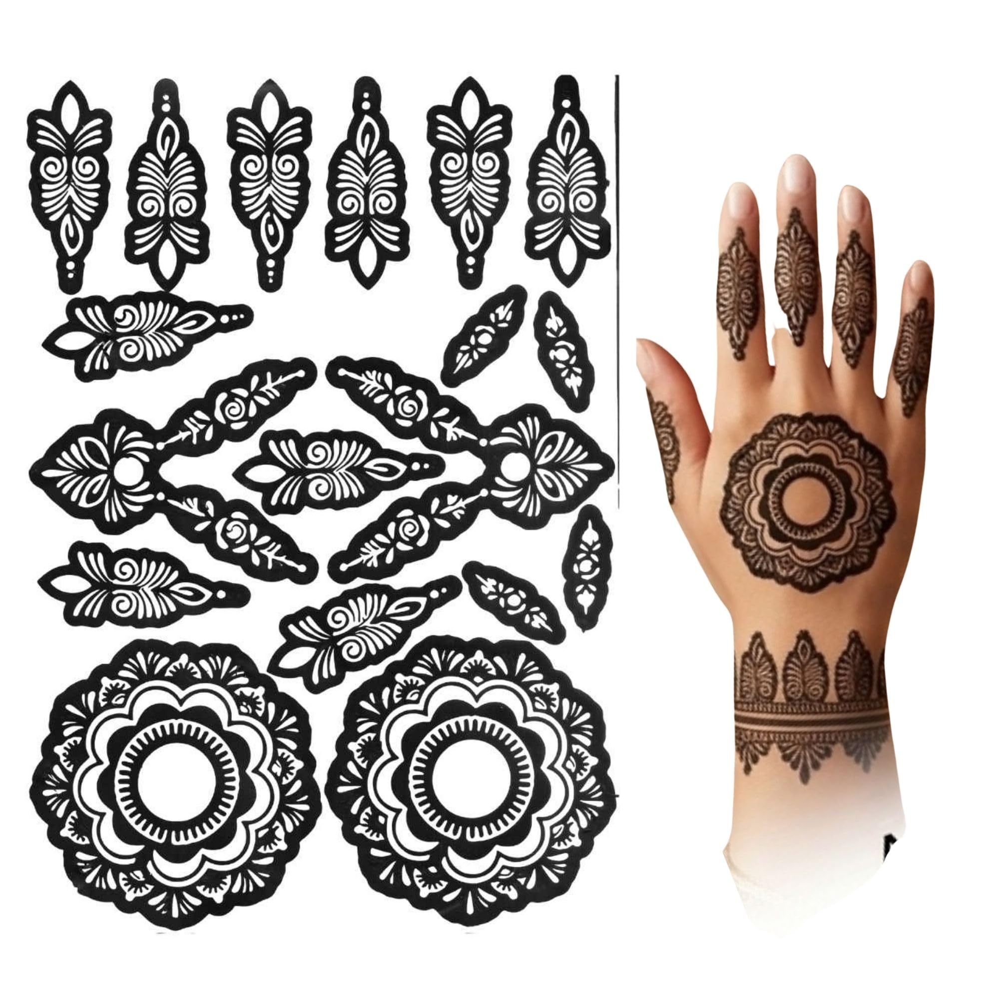Mehndi Stencil | Easy Henna Tattoo Mehndi Stencil for Hands, Feet & Body | Stylish Mehndi Sticker for Women & Girls | Mehndi Sticker (MSWB053)-image-16