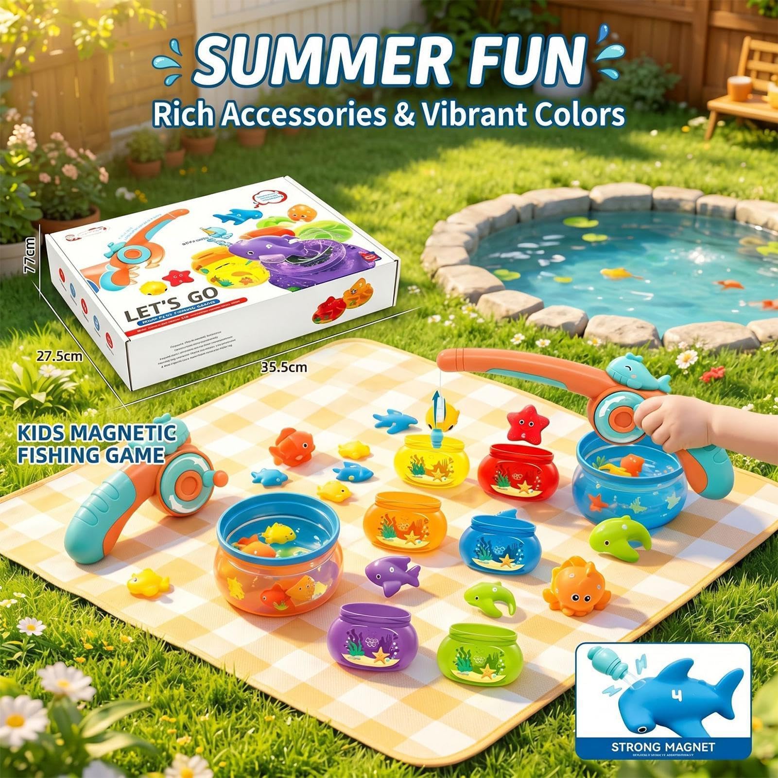 Juego de Pesca para Niños Juguetes Educativos Acuáticos y de Colores | Juguetes De Pesca Magnéticos A Partir De Los 18 Meses: Baño, Piscina, Tablero, Al Aire Libre, Mesa, , Natación Y Viajes