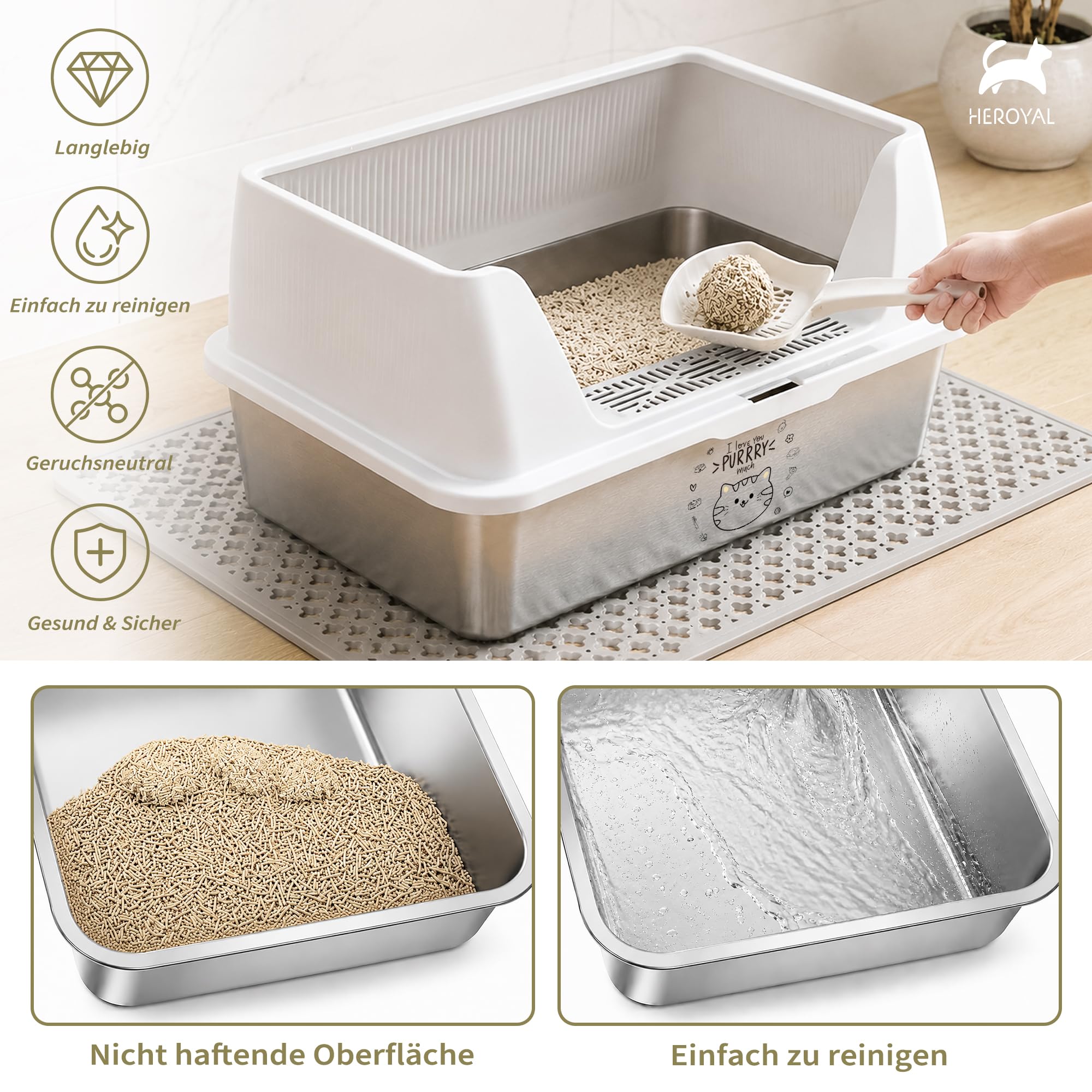Inodoros para gatos,Blanco,Acero inoxidable