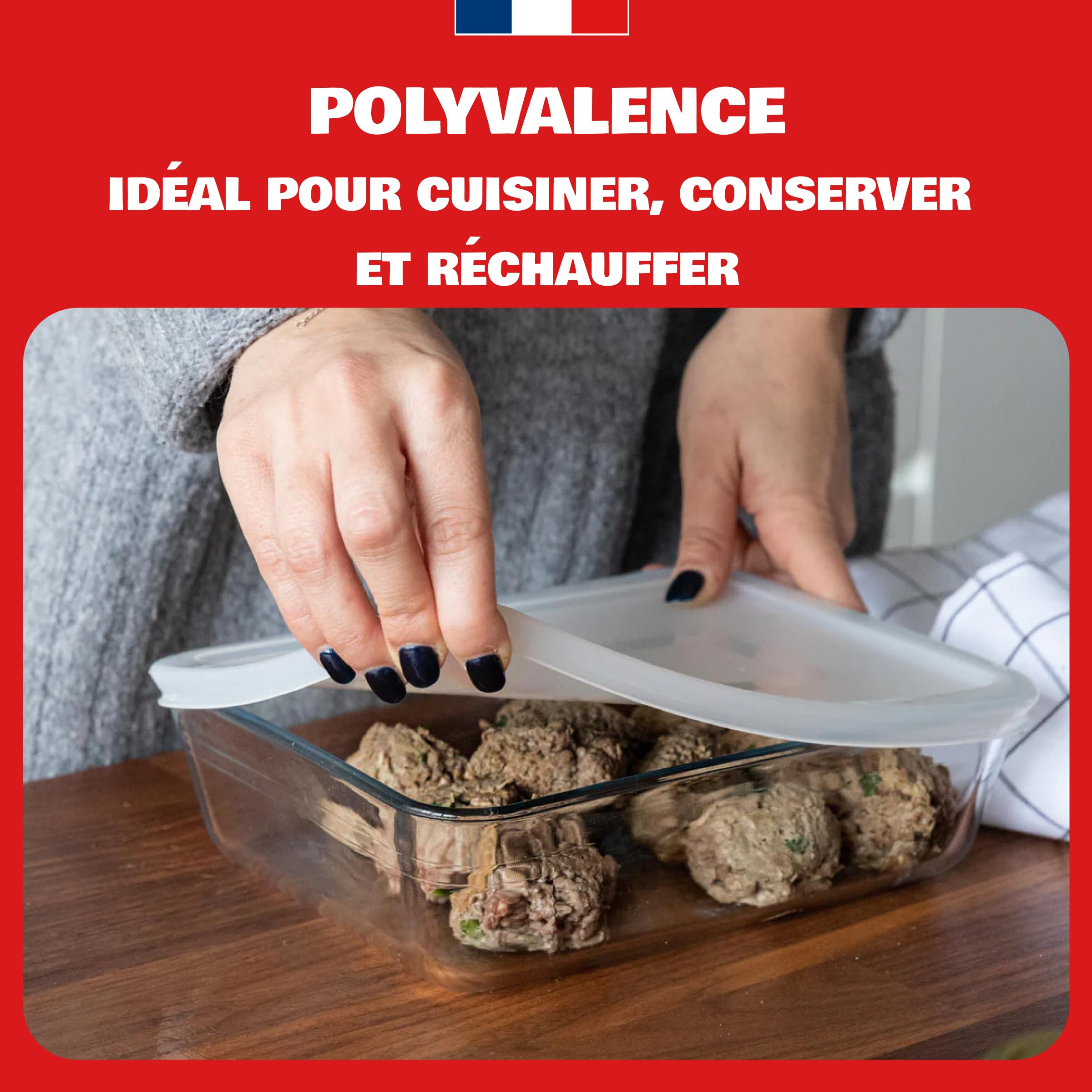 Pyrex Boîte de Conservation Rectangulaire 19x14 cm Verre borosilicate Plat à Four