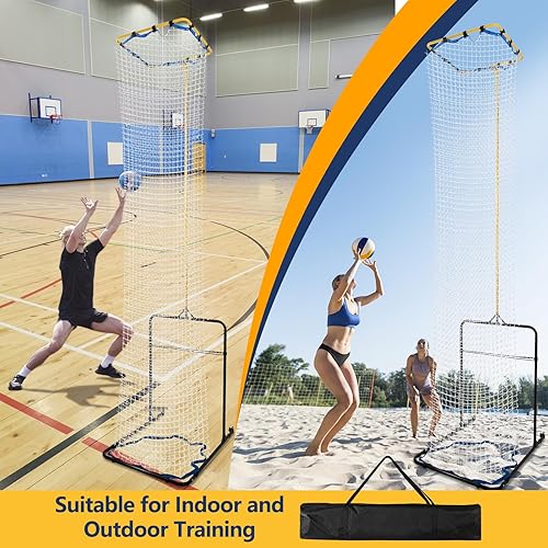 Miniatura 7 de Equipo de entrenamiento de voleibol de 8 alturas ajustables, resistente y duradera, red de entrenamiento de voleibol de 130 pulgadas, 6 ángulos