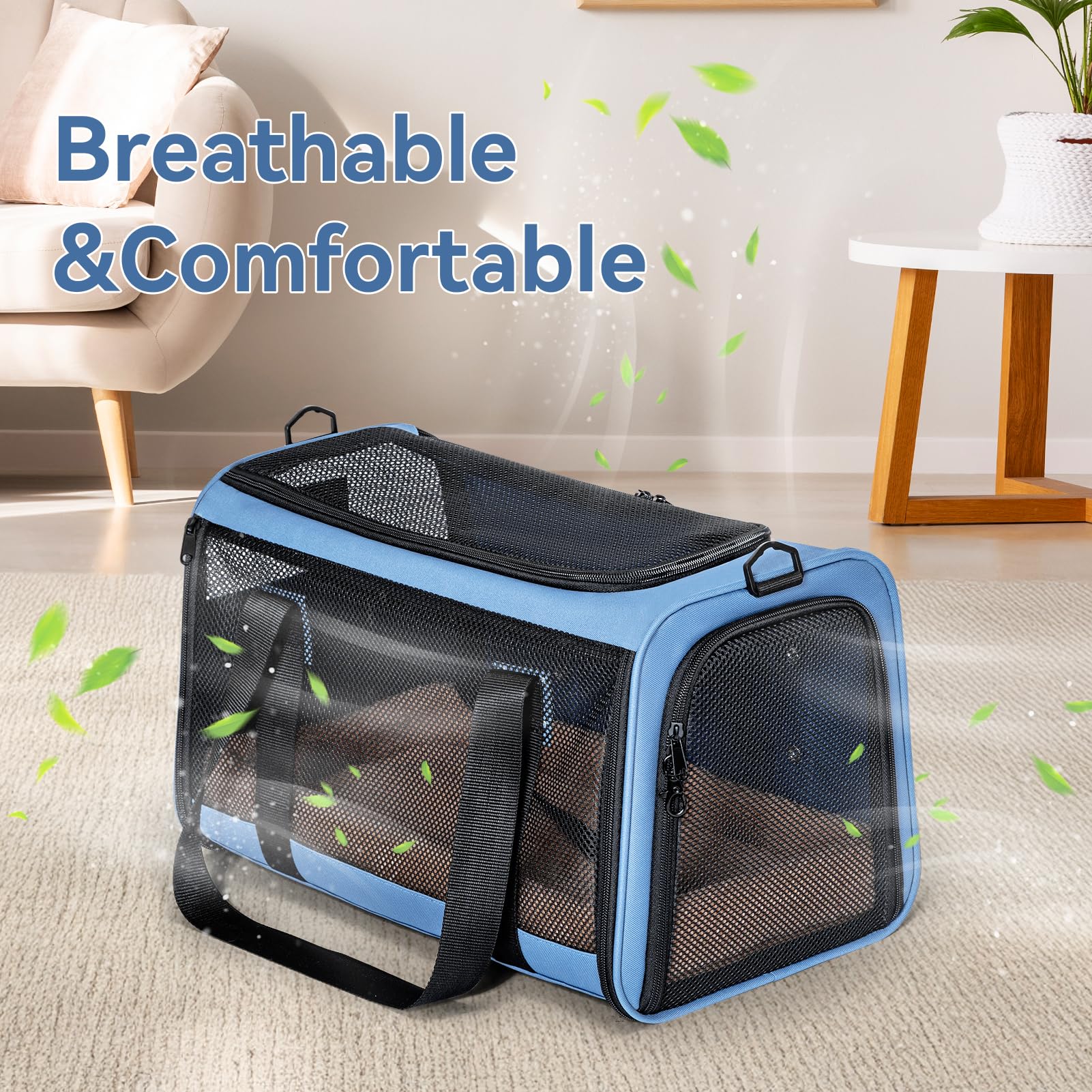 Produktbild von Transporttasche Für Katze Hund 51x33x33cm Hundetransportbox, Faltbare Katzentransportbox Tragbar Bis 7,5kg Katzen Hunde Autoreise Tragebox Für Katze Welpen Kleine Mittelgroße Hund