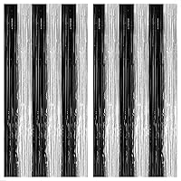 Vista 30 de KatchOn - Telón de fondo negro con flecos de 6.4 x 8 pies, extra grande, paquete de 2, telón de fondo de oropel negro para decoraciones de fiesta