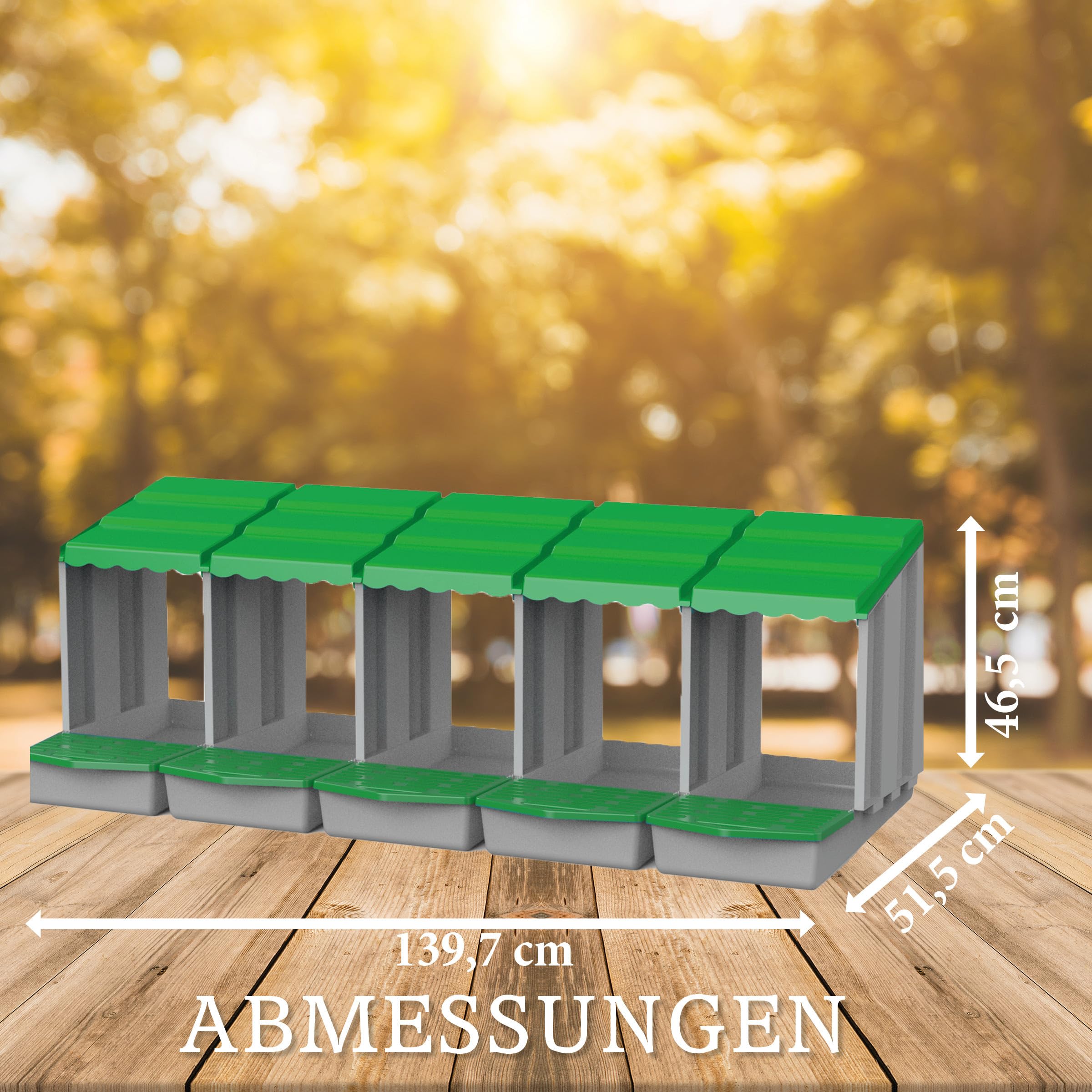 MeineHennen Hühner Legenest/Abrollnest aus robustem Kunststoff zur Wandmontage, erschafft einen sicheren Sammelbereich für Eier, mit int. Klappe, grau/grün, LxHxB 51,5 x 46,5 x 139,7 cm