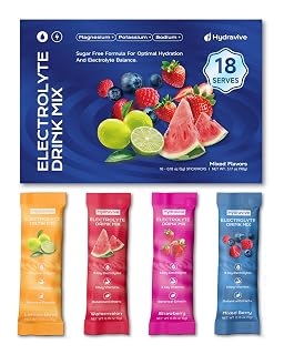 Electrolyte Powder Packets Sugar Free Liquid Daily IV Drink Mix for Rapid Hydration | 5 Vitamins, 4 Electrolytes, Ashwagandha, L-Theanine, Lion's Mane Mushroom | Non-GMO (18 Servings) - Amazon product rated Grade A