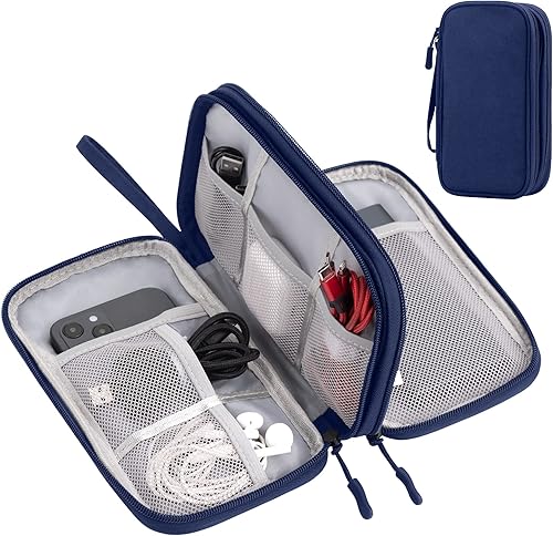 Miniatura 1 de Arae Organizador electrónico, organizador de cables de viaje, bolsa impermeable portátil de doble capa, funda de almacenamiento de accesorios