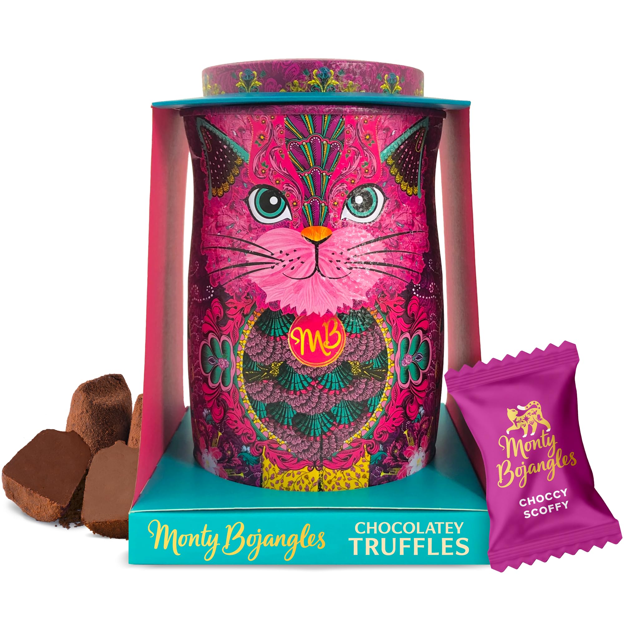 Monty Bojangles Persian Pink Choccy Scoffy Truffles LE Cat Tin 135g - 2 Pack