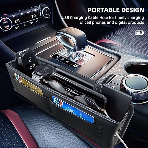 Miniatura 3 de MISSEIAR Relleno de espacio para asiento de automóvil, 2 paquetes de cuero de alta calidad, organizador de espacio para asiento de automóvil, caja