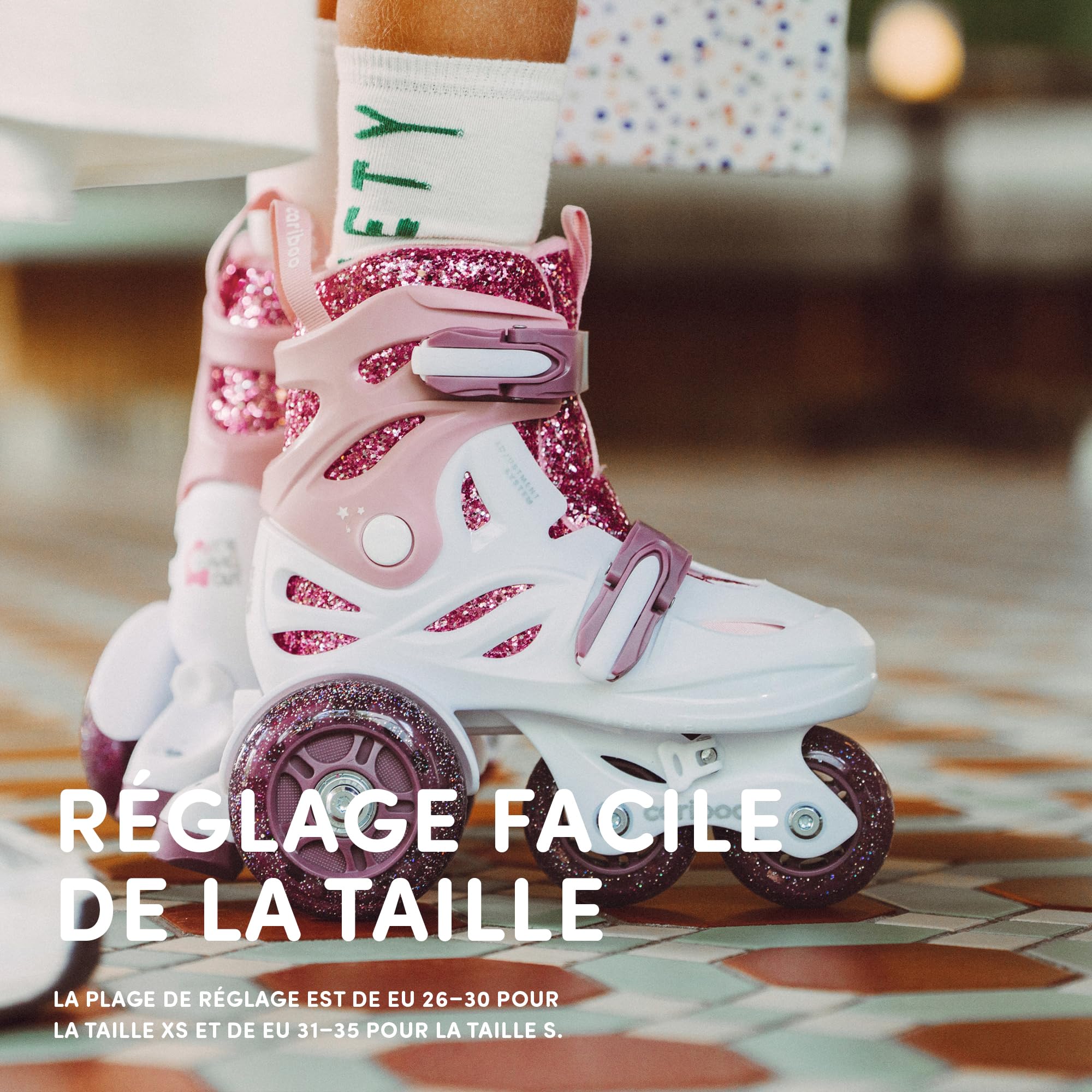 cariboo Patins À roulettes pour Enfants Taille Ajustable Rollers pour Débutants avec des Roues À Paillettes Ballerina