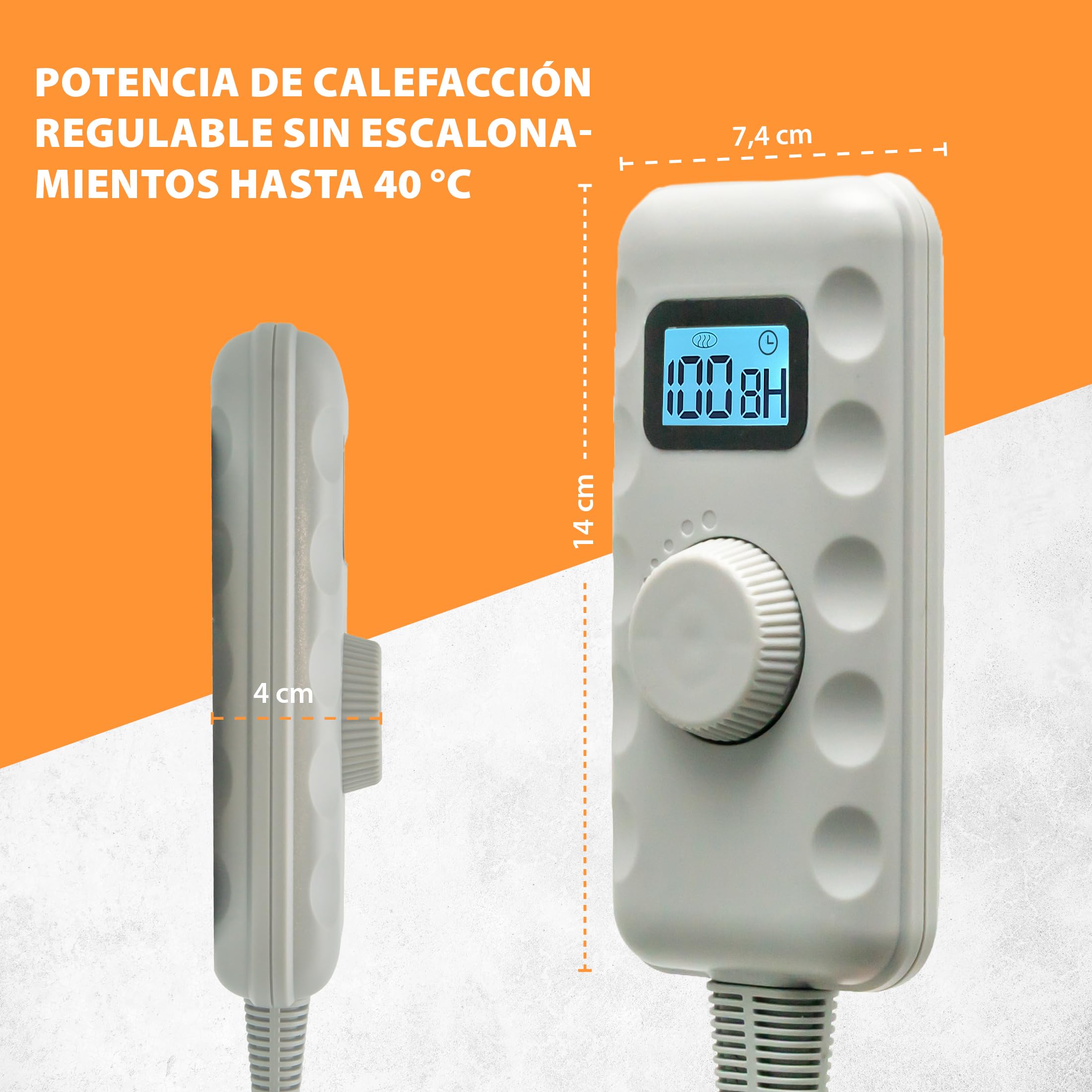 Mi-Heat Warm-Feet Alfombra con Calefacción Infrarrojos (55x80cm) – Estera Térmica con Temporizador y Dimmer, aprox. 40°C 230V – Base Antideslizante para Oficina y Casa, Gris Antracita