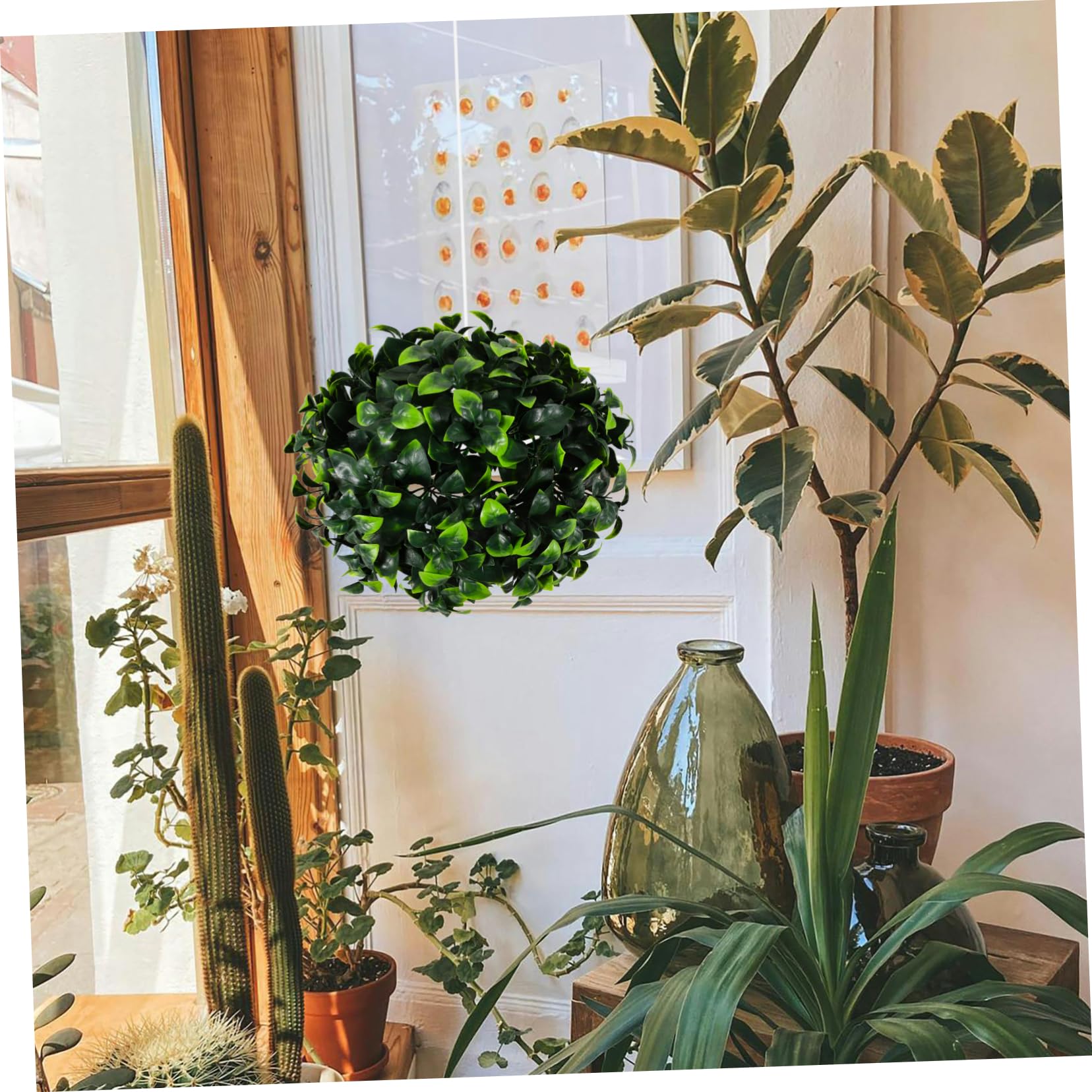 HOLIDYOYO Artificial Boxwood Topiary Plant Balls, Plastic Hanging Faux Green Grass Ball Faux Boxwood Decorative Balls for Garden Backyard Balcony and Home 30cm