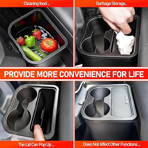 Miniatura 5 de Bote de basura para Ford Maverick 2025 2024 2023 2022, cubo de basura trasero mejorado con soporte doble para accesorios interiores Maverick,