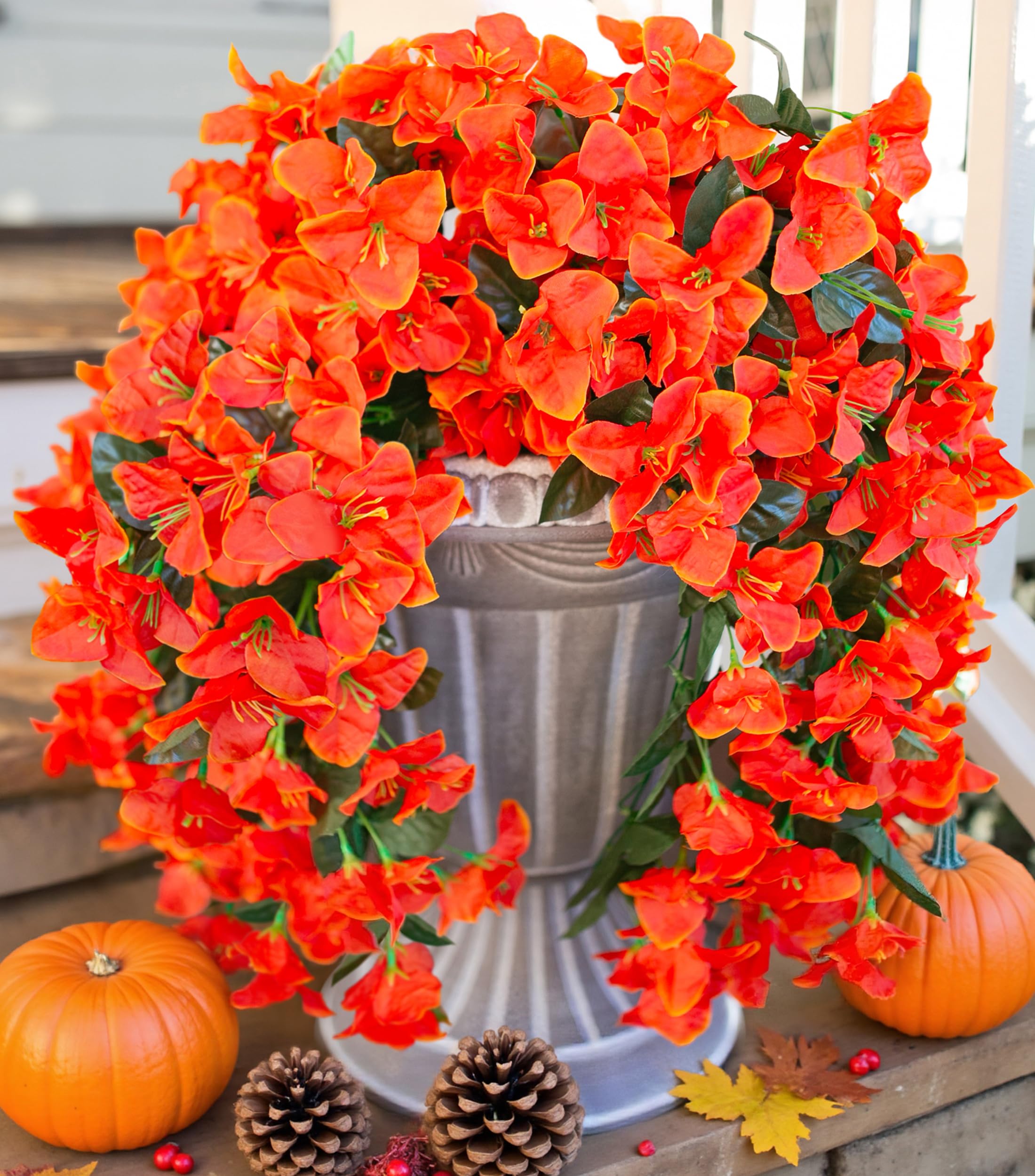 フラワー　オブジェ Amazon.com: 2 PCS Bougainvillea Artificial Hanging Flowers Plants