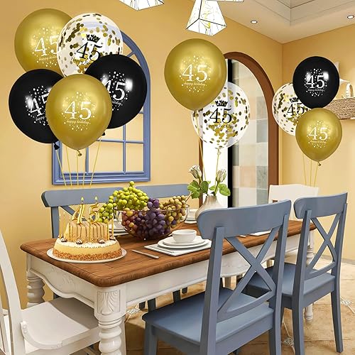 Miniatura 6 de Globos de cumpleaños número 45 para hombres, 15 globos de feliz cumpleaños número 45, globos de decoración de fiesta de cumpleaños número 45 para