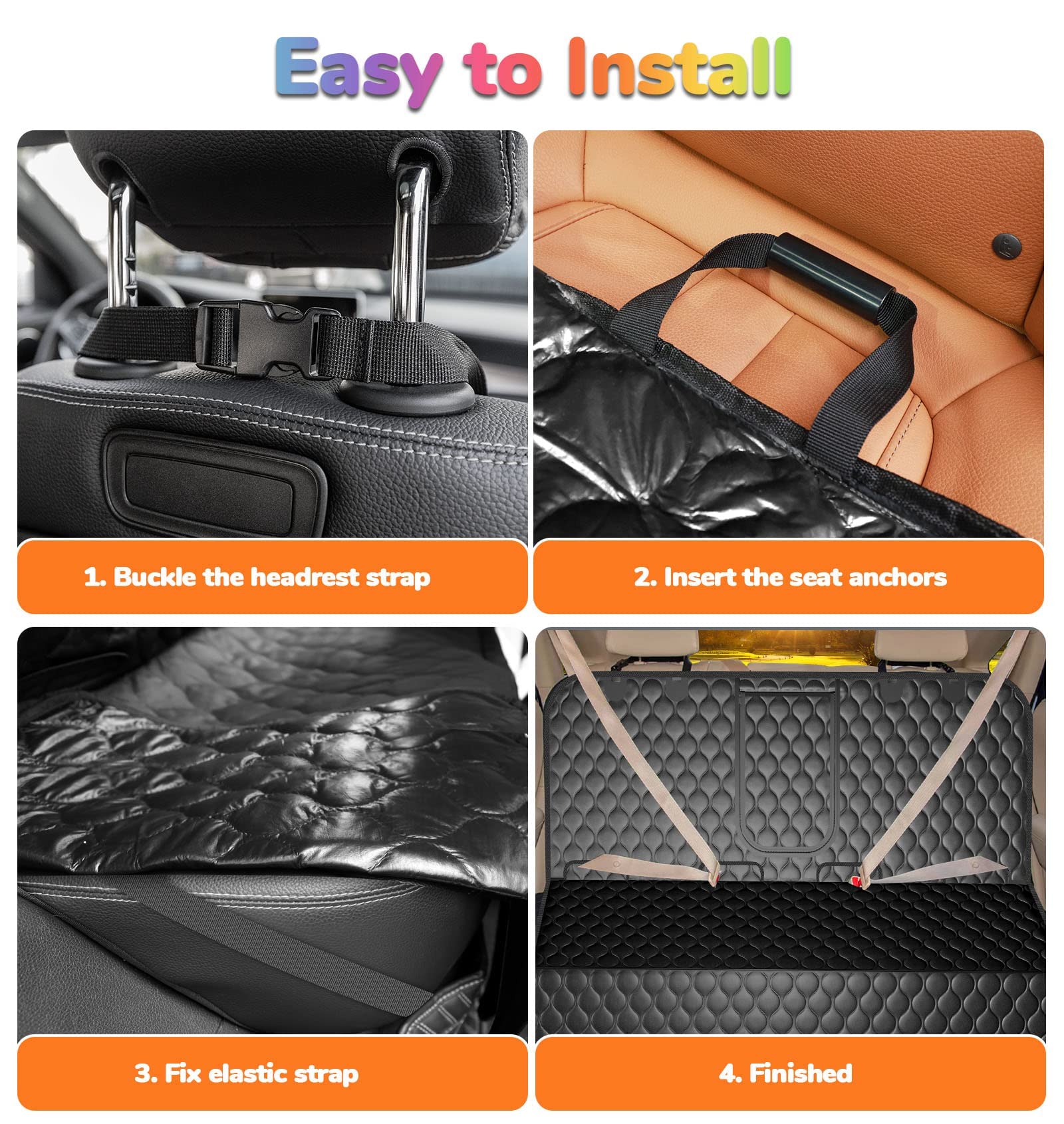 URPOWER Dog Car Seat Cover for Back Seat, Waterproof Dog Bench Seat Cover Compatible for Armrest, Nonslip Car Seat Protector for Pets and Child, Backseat Dog Cover for Cars, SUVs &Trucks